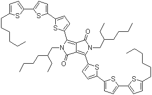 2,5-Bis(2-ethylhexyl)-3,6-bis(5''-hexyl[2,2':5',2''-terthiophen]-5-yl)-2,5-dihydropyrrolo[3,4-c]pyrrole-1,4-dione molecular structure (CAS 1093468-95-1)