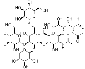 O-alpha-D-甘露糖基-(1→3)-O-[alpha-D-甘露糖基-(1→6)]-O-[beta-D-吡喃木糖基-(1→2)]-O-beta-D-甘露糖基-(1→4)-O-2-(乙酰氨基)-2-脱氧-beta-D-吡喃葡萄糖基-(1→4)-2-(乙酰氨基)-2-脱氧-D-葡萄糖分子结构 (CAS 110037-52-0)