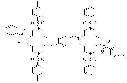 1,1'-[1,4-亚苯基双(亚甲基)]双[4,8,11-三[(4-甲基苯基)磺酰基]-1,4,8,11-四氮杂环十四烷分子结构 (CAS 110078-47-2)