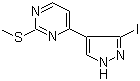 3-Iodo-4-(2-(methylthio)pyrimidin-4-yl)-1H-pyrazole molecular structure (CAS 1111638-74-4)