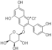 矢车菊素 3-O-alpha-L-阿拉伯糖吡喃糖苷分子结构 (CAS 111613-04-8)