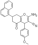 2-Amino-5,6,7,8-tetrahydro-4-(4-methoxyphenyl)-7-(1-naphthalenyl)-5-oxo-4H-1-benzopyran-3-carbonitrile molecular structure (CAS 1118460-77-7)