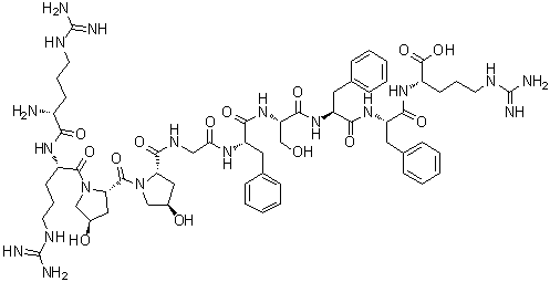 N2-D-Arginyl-2-(trans-4-hydroxy-L-proline)-3-(trans-4-hydroxy-L-proline)-7-D-phenylalanine-bradykinin molecular structure (CAS 111929-26-1)