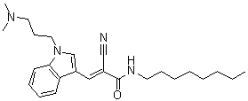 2-Cyano-3-[1-[3-(dimethylamino)propyl]-1H-indol-3-yl]-N-octyl-2-propenamide molecular structure (CAS 1128165-88-7)