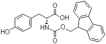 structure of CAS# 112883-29-1, (R)-N-Fmoc-D-tyrosine;N-[(9H-Fluoren-9-ylmethoxy)carbonyl]-D-tyrosine