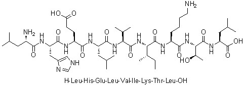 L-亮氨酰-L-组氨酰-L-alpha-谷氨酰-L-亮氨酰-L-缬氨酰-L-异亮氨酰-L-赖氨酰-L-苏氨酰-L-亮氨酸分子结构 (CAS 1133962-14-7)