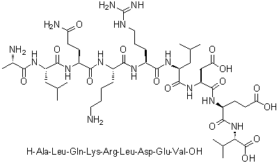 L-丙氨酰-L-亮氨酰-L-谷氨酰胺酰-L-赖氨酰-L-精氨酰-L-亮氨酰-L-alpha-天冬氨酰-L-alpha-谷氨酰-L-缬氨酸分子结构 (CAS 1133963-58-2)