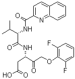 (3S)-5-(2,6-Difluorophenoxy)-3-[[(2S)-3-methyl-1-oxo-2-[(2-quinolinylcarbonyl)amino]butyl]amino]-4-oxo-pentanoic acid molecular structure (CAS 1135695-98-5)