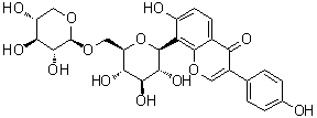 7-Hydroxy-3-(4-hydroxyphenyl)-8-(6-O-beta-D-xylopyranosyl-beta-D-glucopyranosyl)-4H-1-benzopyran-4-one molecular structure (CAS 114240-18-5)