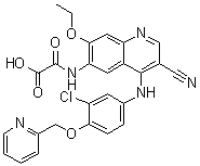 2-[[4-[[3-Chloro-4-(2-pyridinylmethoxy)phenyl]amino]-3-cyano-7-ethoxy-6-quinolinyl]amino]-2-oxoacetic acid molecular structure (CAS 1144516-13-1)
