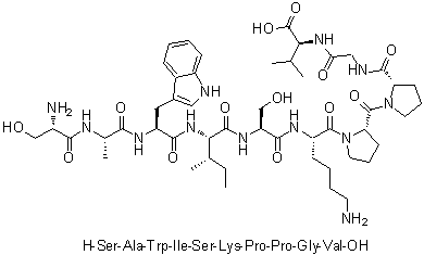 L-Seryl-L-alanyl-L-tryptophyl-L-isoleucyl-L-seryl-L-lysyl-L-prolyl-L-prolylglycyl-L-valine molecular structure (CAS 1146952-96-6)
