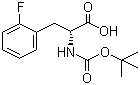 structure of CAS# 114873-10-8, Boc-2-fluoro-D-phenylalanine;Boc-D-2-Fluorophe; Boc-D-Phe(2-F)-OH; tert-Butoxycarbonyl-D-2-fluorophenylalanine