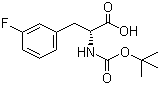 structure of CAS# 114873-11-9, Boc-3-fluoro-D-phenylalanine;Boc-D-3-Fluorophe; Boc-D-Phe(3-F)-OH; tert-Butoxycarbonyl-D-3-fluorophenylalanine