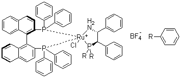 Chloro[(R)-2,2'-bis(diphenylphosphino)-1,1'-binaphthyl][(1R,2R)-2-(diphenylphosphino)-1,2-diphenylethanamine]ruthenium(II) tetrafluoroborate molecular structure (CAS 1150112-54-1)