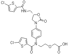 (S)-2-(2-(5-Chloro-N-(4-(5-((5-chlorothiophene-2-carboxamido)methyl)-2-oxooxazolidin-3-yl)phenyl)thiophene-2-carboxamido)ethoxy)acetic acid molecular structure (CAS 1151893-81-0)