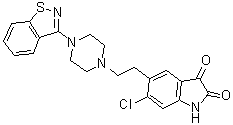结构式 CAS# 1159977-56-6, 5-[2-[4-(1,2-苯并异噻唑-3-基)-1-哌嗪基]乙基]-6-氯-1H-吲哚-2,3-二酮