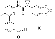 3-[6-[[[1-(2,2-Difluoro-1,3-benzodioxol-5-yl)cyclopropyl]carbonyl]amino]-3-methyl-2-pyridinyl]benzoic acid hydrochloride (1:1) molecular structure (CAS 1160221-26-0)