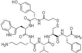 N-(3-巯基-1-氧代丙基)-L-酪氨酰-D-色氨酰-L-赖氨酰-L-缬氨酰-L-半胱氨酰-L-苯丙氨酰胺环(1→5)-二硫醚分子结构 (CAS 117580-24-2)