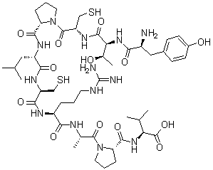 L-Tyrosyl-L-threonyl-L-cysteinyl-L-prolyl-L-leucyl-L-cysteinyl-L-arginyl-L-alanyl-L-prolyl-L-valine molecular structure (CAS 1186213-87-5)