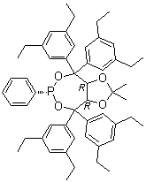 (3aR,8aR)-4,4,8,8-Tetrakis(3,5-diethylphenyl)tetrahydro-2,2-dimethyl-6-phenyl-1,3-dioxolo[4,5-e][1,3,2]dioxaphosphepin molecular structure (CAS 1187446-93-0)