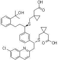 1-[[[(1R)-1-[3-[(1R)-1-[[[1-(Carboxymethyl)cyclopropyl]methyl]thio]-2-(7-chloro-2-quinolinyl)ethyl]phenyl]-3-[2-(1-hydroxy-1-methylethyl)phenyl]propyl]thio]methyl]cyclopropaneacetic acid molecular structure (CAS 1187586-61-3)