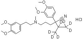 alpha-[3-[[2-(3,4-Dimethoxyphenyl)ethyl]methylamino]propyl]-3,4-dimethoxy-alpha-[1-(methyl-d<sub>3</sub>)ethyl-1,2,2,2-d<sub>4</sub>]-benzeneacetonitrile hydrochloride (1:1) molecular structure (CAS 1188265-55-5)