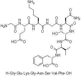 Glycyl-L-alpha-glutamyl-L-lysylglycyl-L-asparaginyl-L-seryl-L-valyl-L-phenylalanine molecular structure (CAS 1188512-67-5)