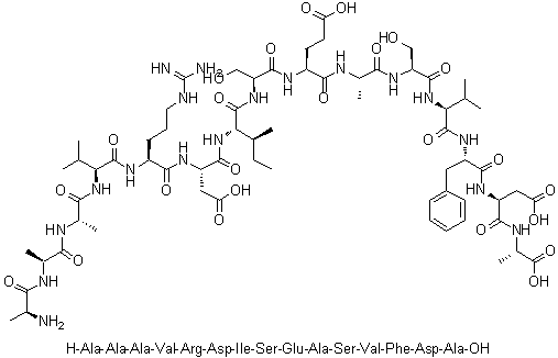 L-Alanyl-L-alanyl-L-alanyl-L-valyl-L-arginyl-L-alpha-aspartyl-L-isoleucyl-L-seryl-L-alpha-glutamyl-L-alanyl-L-seryl-L-valyl-L-phenylalanyl-L-alpha-aspartyl-L-alanine molecular structure (CAS 1188512-74-4)