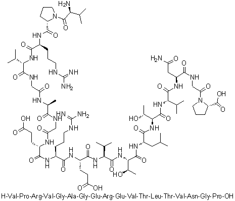 L-缬氨酰-L-脯氨酰-L-精氨酰-L-缬氨酰甘氨酰-L-丙氨酰甘氨酰-L-alpha-谷氨酰-L-精氨酰-L-alpha-谷氨酰-L-缬氨酰-L-苏氨酰-L-亮氨酰-L-苏氨酰-L-缬氨酰-L-天冬氨酰胺酰甘氨酰-L-脯氨酸分子结构 (CAS 1188512-77-7)