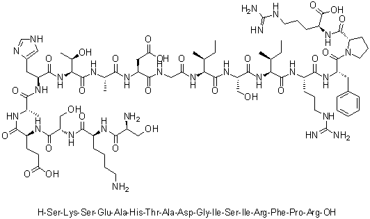 L-丝氨酰-L-赖氨酰-L-丝氨酰-L-alpha-谷氨酰-L-丙氨酰-L-组氨酰-L-苏氨酰-L-丙氨酰-L-alpha-天冬氨酰甘氨酰-L-异亮氨酰-L-丝氨酰-L-异亮氨酰-L-精氨酰-L-苯丙氨酰-L-脯氨酰-L-精氨酸分子结构 (CAS 1188512-86-8)