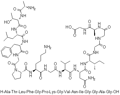 L-丙氨酰-L-苏氨酰-L-亮氨酰-L-苯丙氨酰甘氨酰-L-脯氨酰-L-赖氨酰甘氨酰-L-缬氨酰-L-天冬氨酰胺酰-L-异亮氨酰甘氨酰甘氨酰-L-丙氨酰-甘氨酸分子结构 (CAS 1188512-95-9)