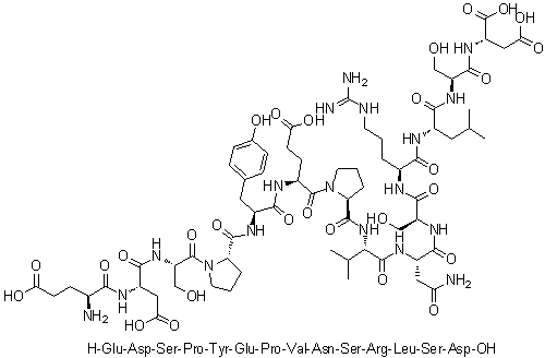 L-alpha-Glutamyl-L-alpha-aspartyl-L-seryl-L-prolyl-L-tyrosyl-L-alpha-glutamyl-L-prolyl-L-valyl-L-asparaginyl-L-seryl-L-arginyl-L-leucyl-L-seryl-L-aspartic acid molecular structure (CAS 1188512-96-0)