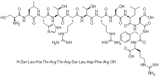 L-Seryl-L-leucyl-L-histidyl-L-threonyl-L-arginyl-L-threonyl-L-arginyl-L-seryl-L-leucyl-L-alpha-aspartyl-L-phenylalanyl-L-arginine molecular structure (CAS 1188513-11-2)