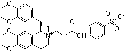 (1R,2S)-2-(2-羧基乙基)-1-[(3,4-二甲氧基苯基)甲基]-1,2,3,4-四氢-6,7-二甲氧基-2-甲基异喹啉鎓苯磺酸盐分子结构 (CAS 1193104-95-8)