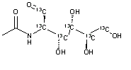 2-乙酰氨基-2-脱氧-D-(13C6)吡喃葡萄糖分子结构 (CAS 1194446-34-8)