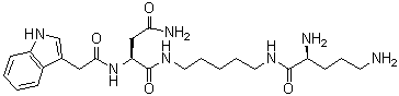(2S)-N1-[5-[[(2S)-2,5-二氨基-1-氧代戊基]氨基]戊基]-2-[(1H-吲哚-3-基乙酰基)氨基]丁二酰胺分子结构 (CAS 119613-54-6)