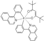 Bis[2-(1-isoquinolinyl)phenyl](2,2,6,6-tetramethyl-3,5-heptanedionato)iridium molecular structure (CAS 1202867-58-0)