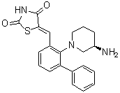 (5Z)-5-[[2-[(3R)-3-Amino-1-piperidinyl][1,1'-biphenyl]-3-yl]methylene]-2,4-thiazolidinedione molecular structure (CAS 1204144-28-4)