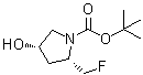 (2S,4S)-2-(Fluoromethyl)-4-hydroxy-1-pyrrolidinecarboxylic acid 1,1-dimethylethyl ester molecular structure (CAS 1207853-00-6)