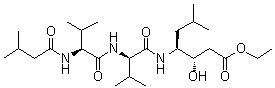 [S-(R*,R*)]-N-(3-甲基-1-氧代丁基)-L-缬氨酰-N-[4-乙氧基-2-羟基-1-(2-甲基丙基)-4-氧代丁基]-D-缬氨酰胺分子结构 (CAS 120849-36-7)