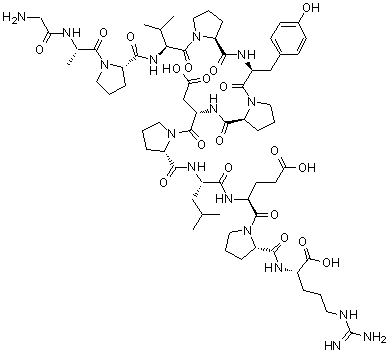 Glycyl-L-alanyl-L-prolyl-L-valyl-L-prolyl-L-tyrosyl-L-prolyl-L-alpha-aspartyl-L-prolyl-L-leucyl-L-alpha-glutamyl-L-prolyl-L-arginine molecular structure (CAS 120944-72-1)