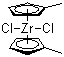 双(甲基环戊二烯)二氯化锆分子结构 (CAS 12109-71-6)