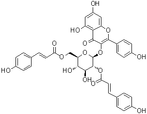 Kaempferol-3-O-(2,6-di-O-trans-p-coumaroyl)-beta-D-glucopyranoside molecular structure (CAS 121651-61-4)