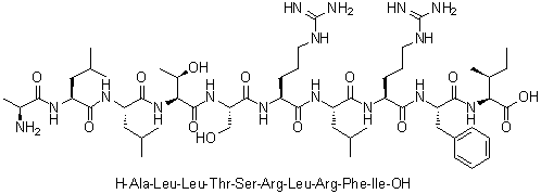 L-丙氨酰-L-亮氨酰-L-亮氨酰-L-苏氨酰-L-丝氨酰-L-精氨酰-L-亮氨酰-L-精氨酰-L-苯丙氨酰-L-异亮氨酸分子结构 (CAS 1220853-38-2)