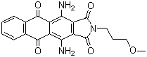 结构式 CAS# 12217-80-0, 分散蓝 60; 分散艳蓝 S-BG; 4,11-二氨基-2-(3-甲氧基丙基)-1H-萘基[2,3-f]异吲哚-1,3,5,10(2H)-四酮