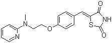 结构式 CAS# 122320-74-5, 5-[[4-[2-(N-甲基-N-2-吡啶基)氨基]乙氧基]苯基]亚甲基]-2,4-噻唑烷二酮