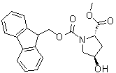 (2S-反式)-4-羟基-1,2-吡咯烷二甲酸 1-芴甲基酯 2-甲酯分子结构 (CAS 122350-59-8)