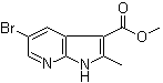 structure of CAS# 1228551-75-4, 5-Bromo-2-methyl-1H-pyrrolo[2,3-b]pyridine-3-carboxylic acid methyl ester