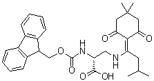 3-[[1-(4,4-Dimethyl-2,6-dioxocyclohexylidene)-3-methylbutyl]amino]-N-[(9H-fluoren-9-ylmethoxy)carbonyl]-D-alanine molecular structure (CAS 1228900-15-9)