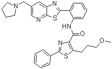 5-(3-甲氧基丙基)-2-苯基-N-[2-[6-(1-吡咯烷基甲基)噻唑并[5,4-b]吡啶-2-基]苯基]-4-噻唑甲酰胺分子结构 (CAS 1231952-55-8)